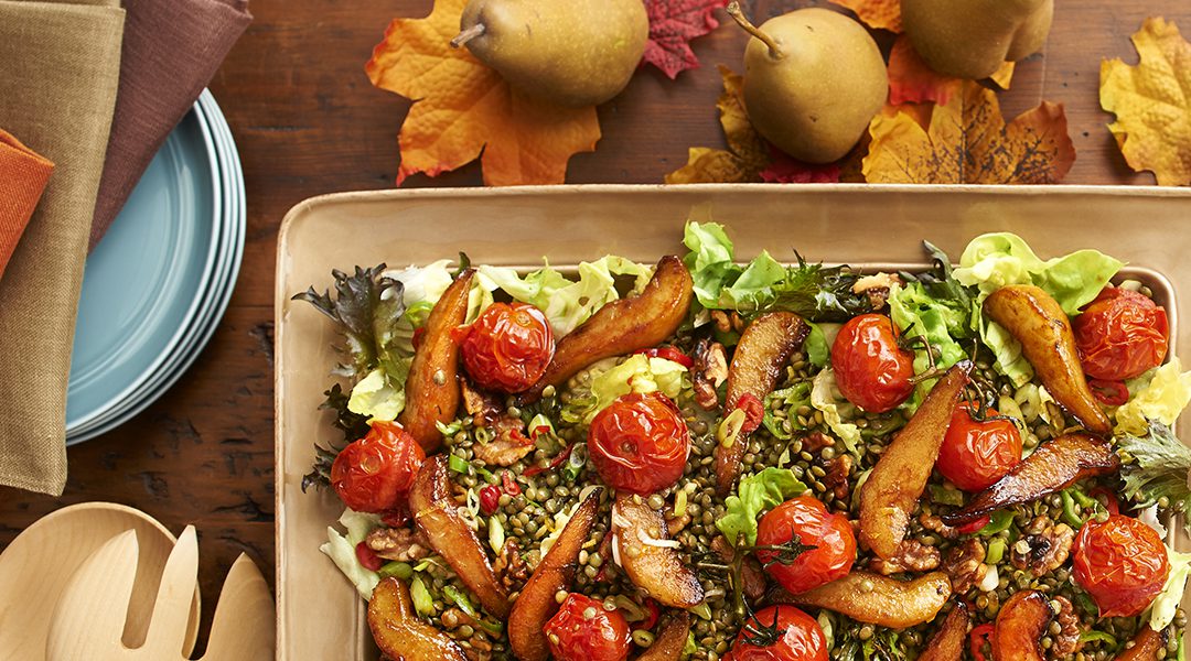 Caramelized Pear, Roasted Tomato and Lentil Salad